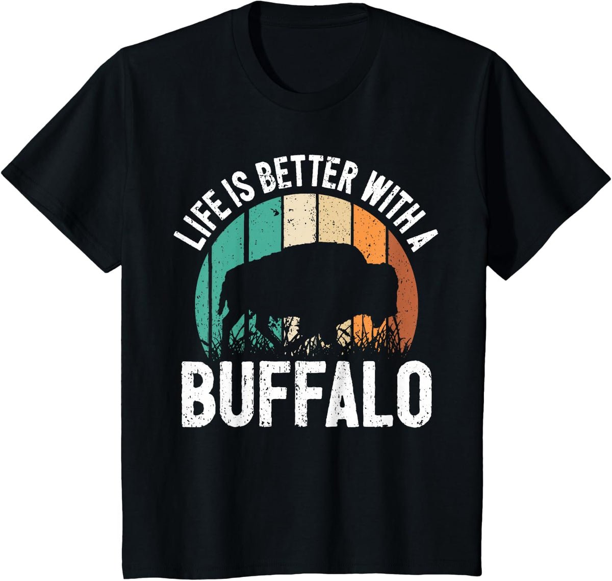 Life Is Better With A Buffalo T-Shirt - Black