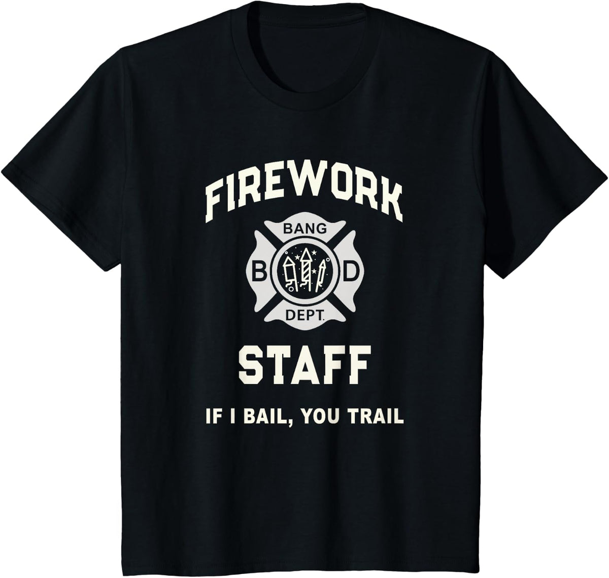 Patriotic FIREWORK STAFF Safety Director July 4th Pyro Tech T-Shirt - Black