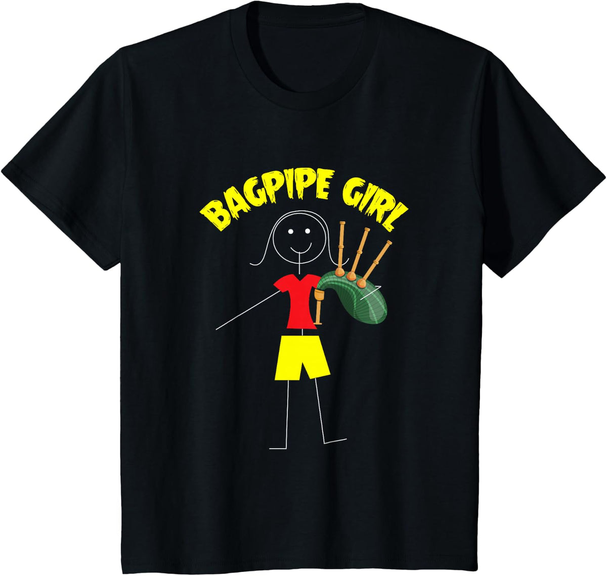 Bagpipe Girl, Bagpipe Players And Lovers Outfit Bagpipe T-Shirt - Black