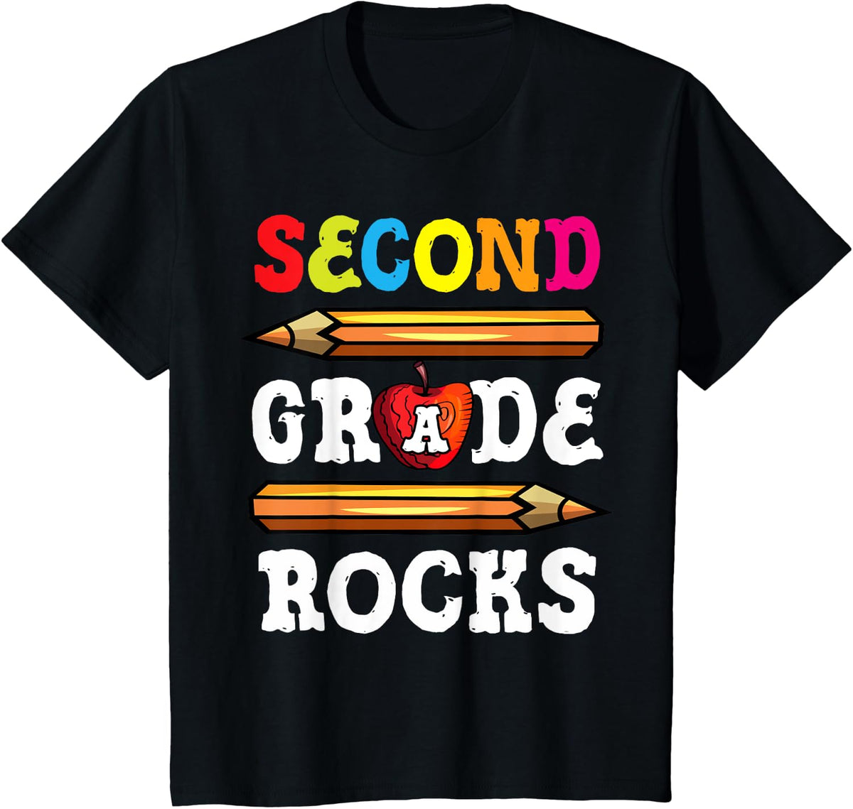 Second Grade Rocks Back To School 2nd Grade Teacher T-Shirt for Men Women Kids - Black