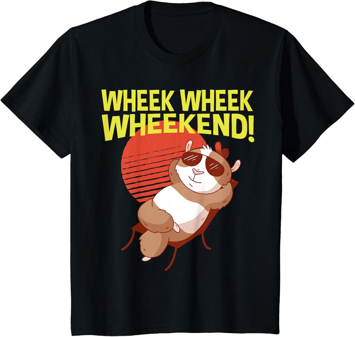 Guinea Pig Wheek Wheekend Brown & Cream Guinea Pig Pet T-Shirt - Black