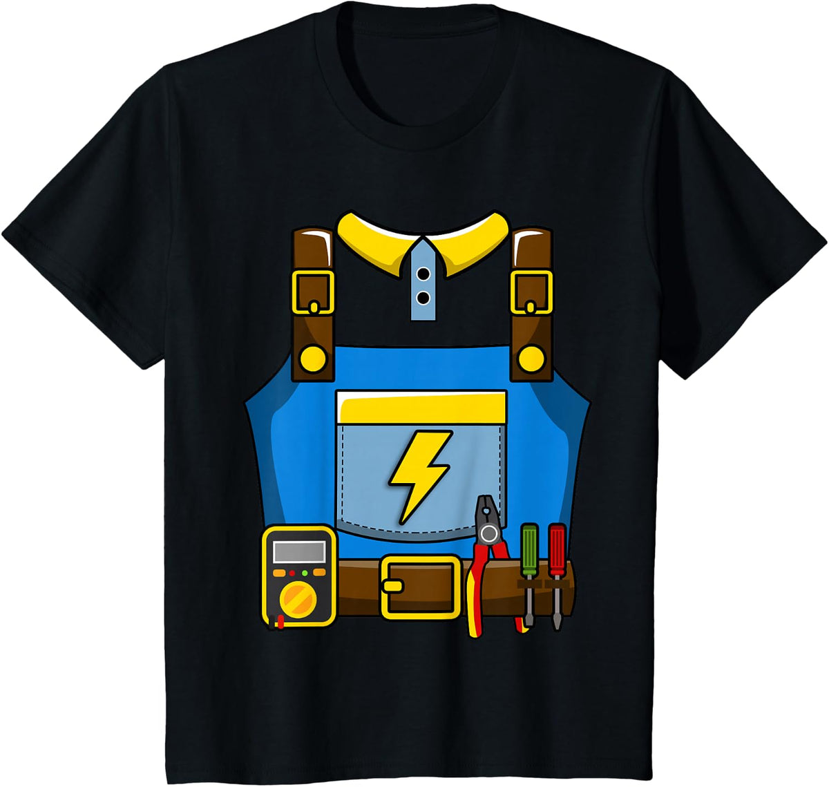 Adult Kid Halloween Lineman Electrician Costume T-Shirt - Black