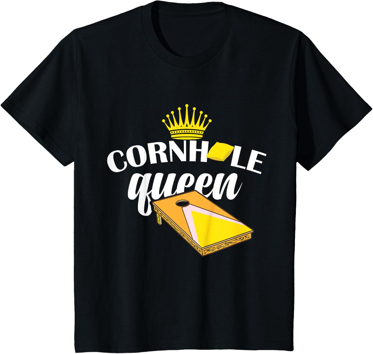 Cornhole Queen | Bean Bag | Funny Women Cornhole T-Shirt - Black