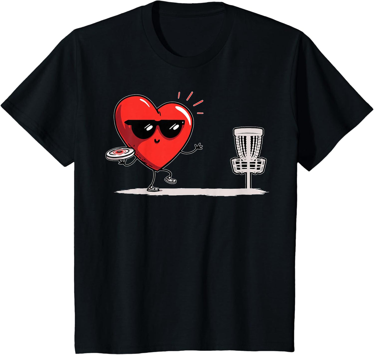 Discgolf Heart Disc Golf Golfer Valentine's Day Sunglasses T-Shirt - Black