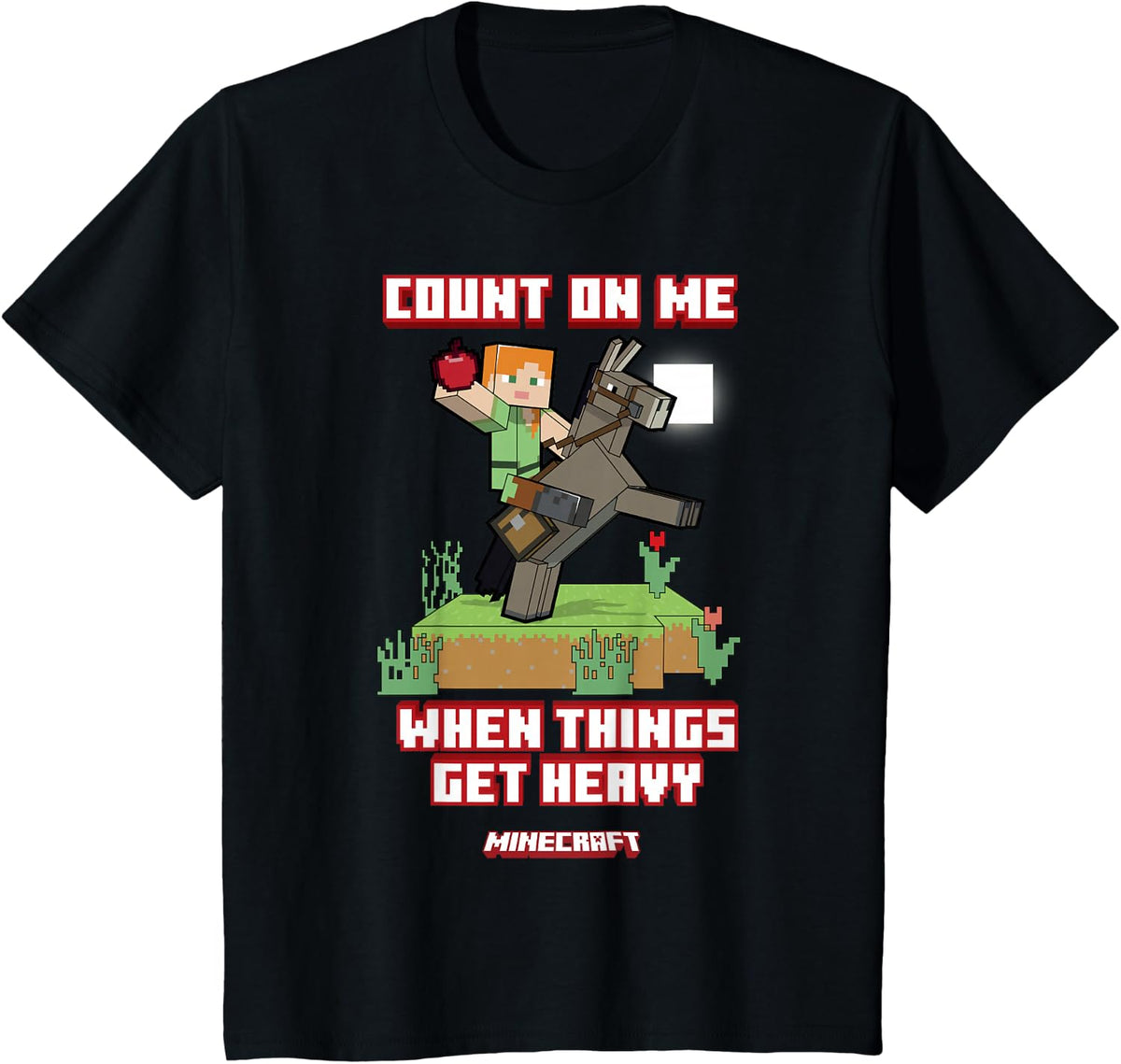 Minecraft Valentine's Day Count On Me When Things Get Heavy T-Shirt - Black