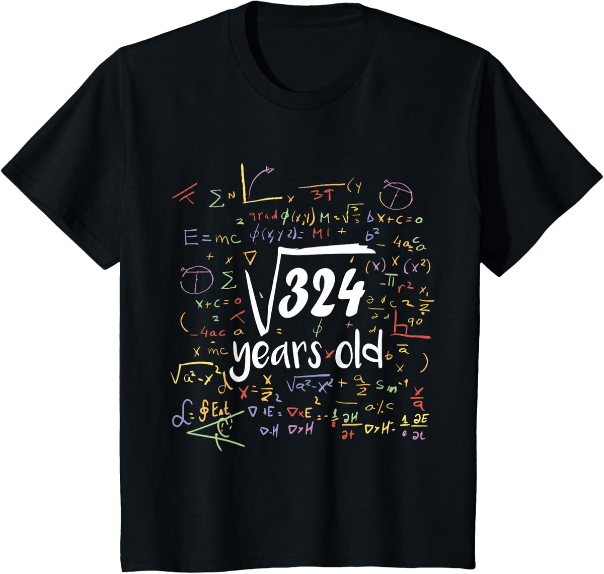 Square Root Of 324 - 18th Birthday 18 Year Old Math Bday T-Shirt - Black