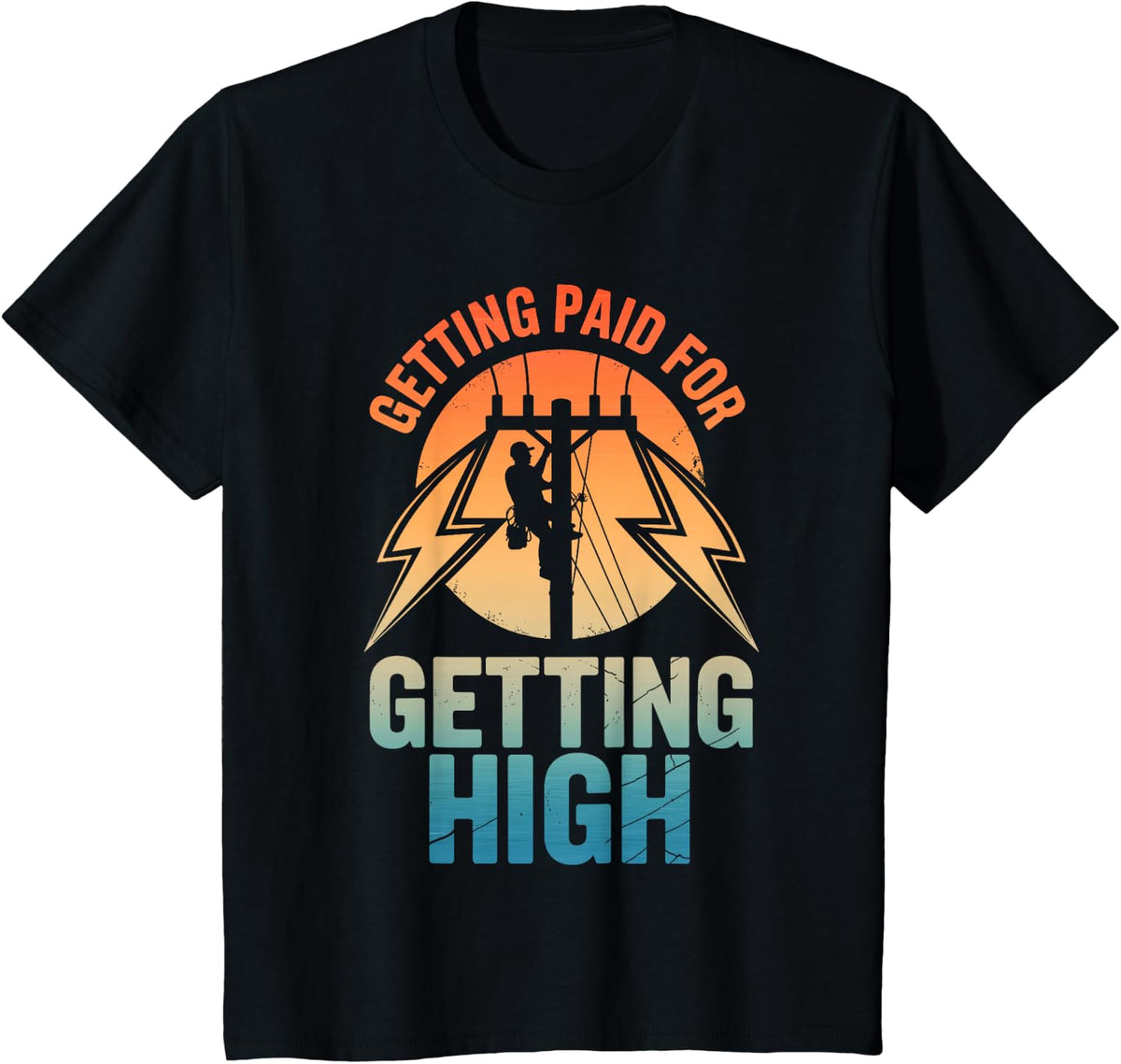 Funny Lineman Art for Men Boys Linemen Electrician Lineman T-Shirt - Black