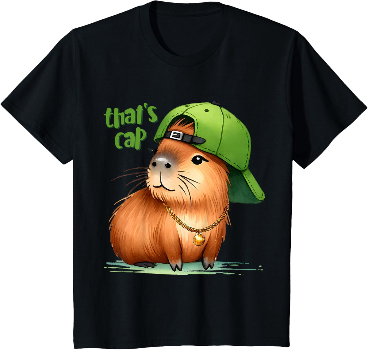 Funny Capybara That's Cap Capybara Baseball Cap, It's A Lie T-Shirt - Black