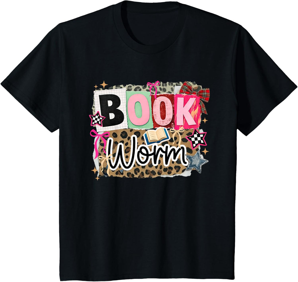 Bookworm Coquette Bow Booktrovert Leopard Reading Lover Nerd T-Shirt - Black