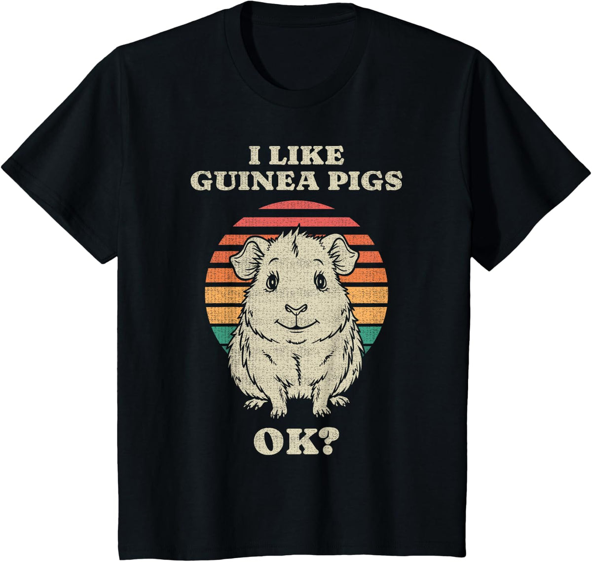 Funny Guinea Pig Lover Animal Retro 70s T-Shirt - Black
