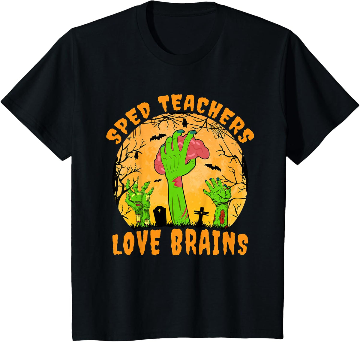 SPED Teachers Love Brains Funny SPED Teacher Halloween T-Shirt - Black