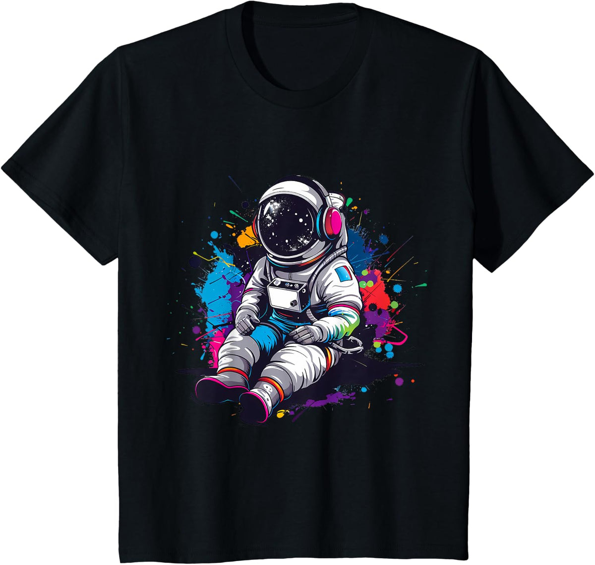DJ Astronaut Dance Club Techno Music Headphones Beatmaker T-Shirt - Black