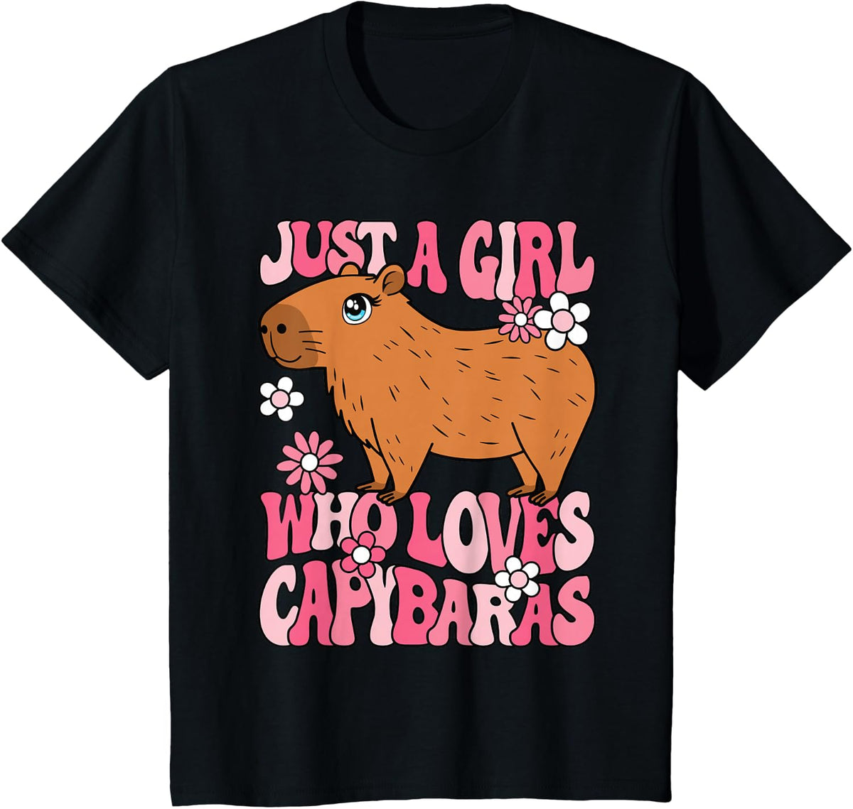 Just A Girl Who Loves Capybaras Cute Rodent Capybara Lover T-Shirt - Black