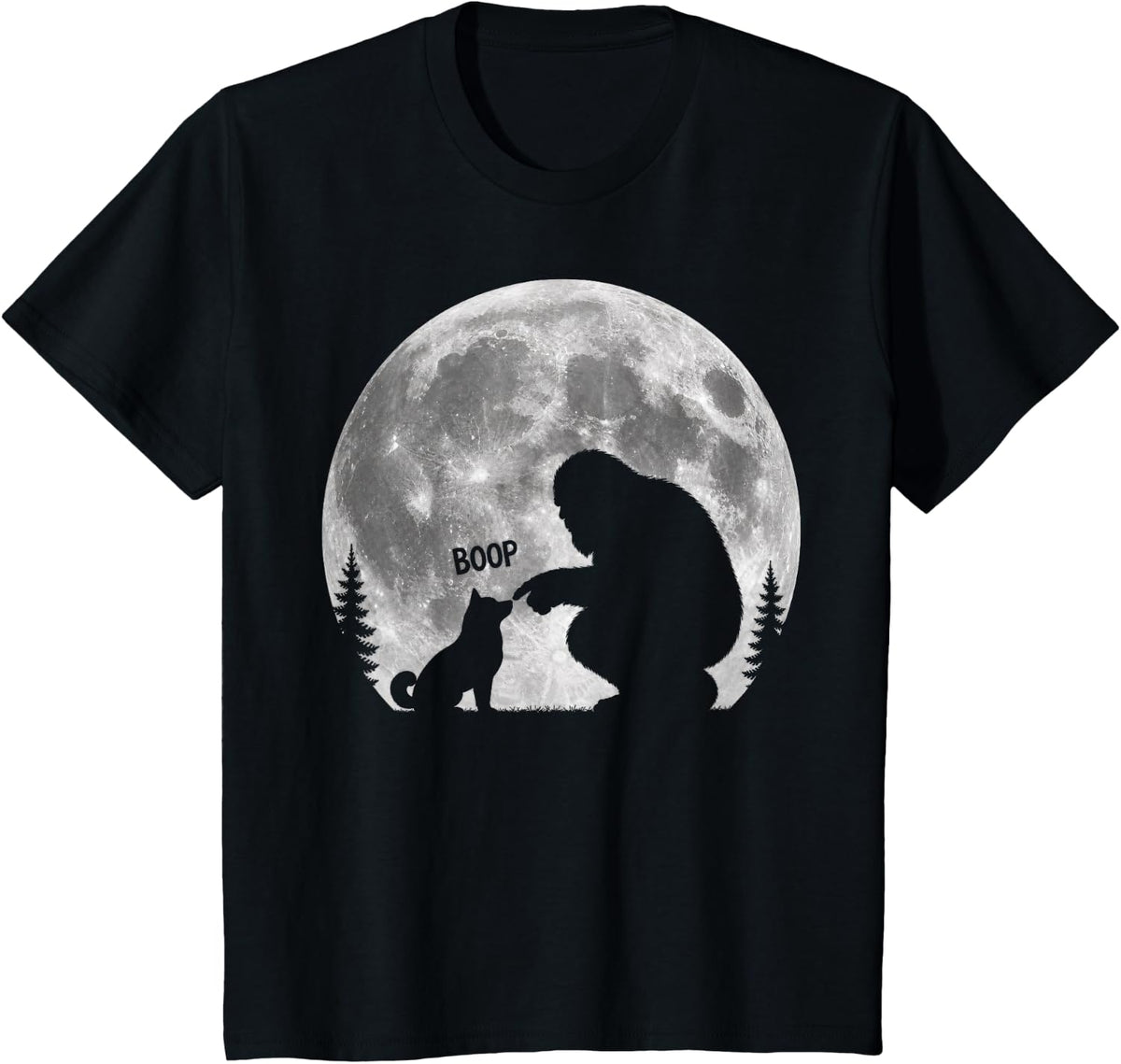 Bigfoot Boop Dog Nose Shiba Inu Moon Sasquatch T-Shirt - Black