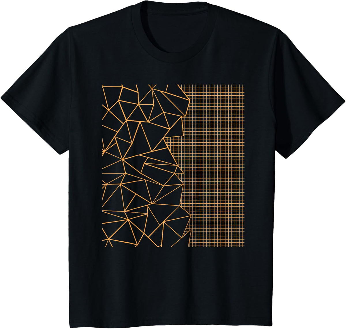 Threadless Emeline Abstract Outline Grid Marigold Graphic T-Shirt - Black