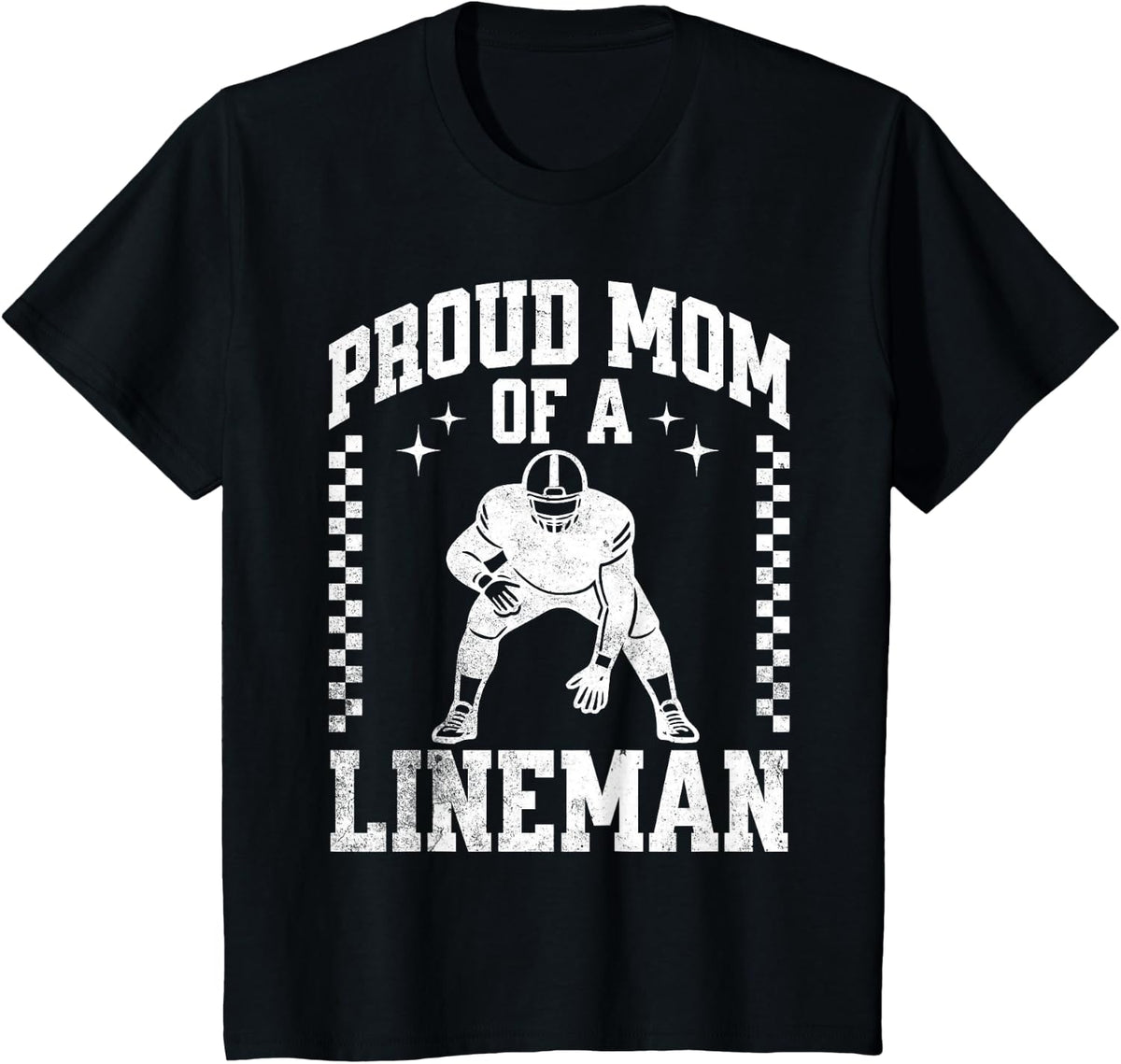 Proud Mom of A Lineman - Football Lineman Mom T-Shirt - Black