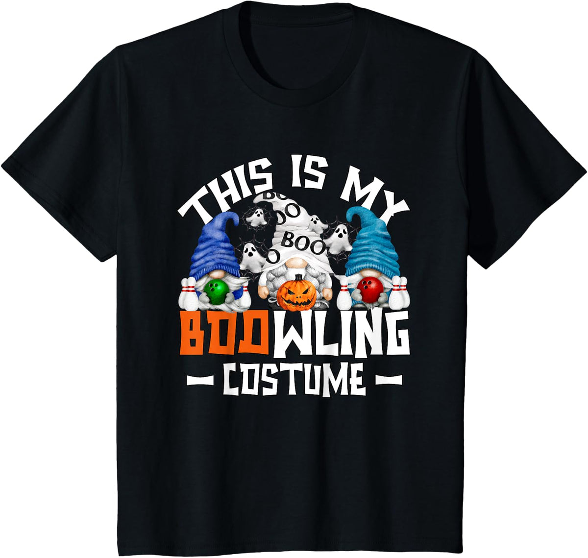 This Is My Bowling Costume Funny Mom Gnome Halloween Bowler T-Shirt - Black