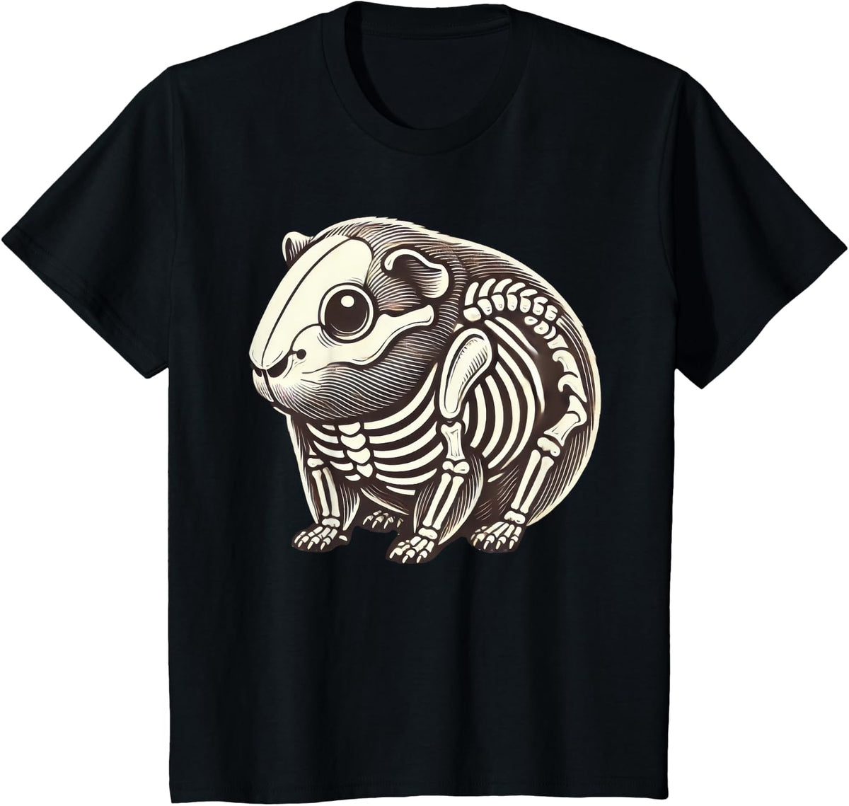 Guinea Pig Skeleton Halloween T-Shirt - Black