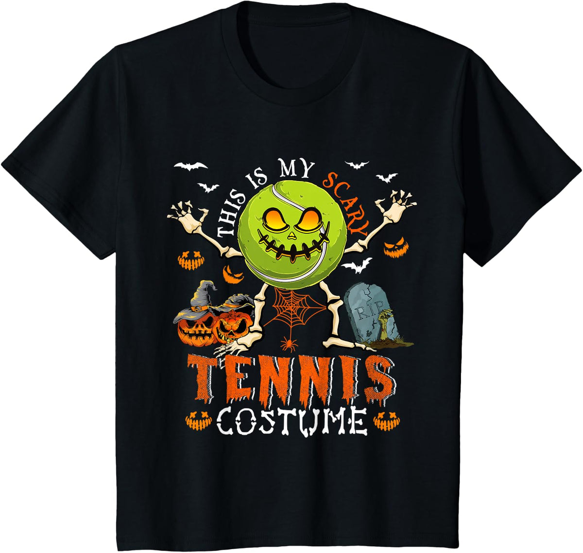 This is My Scary Tennis Costume Halloween Skeleton Lover T-Shirt - Black