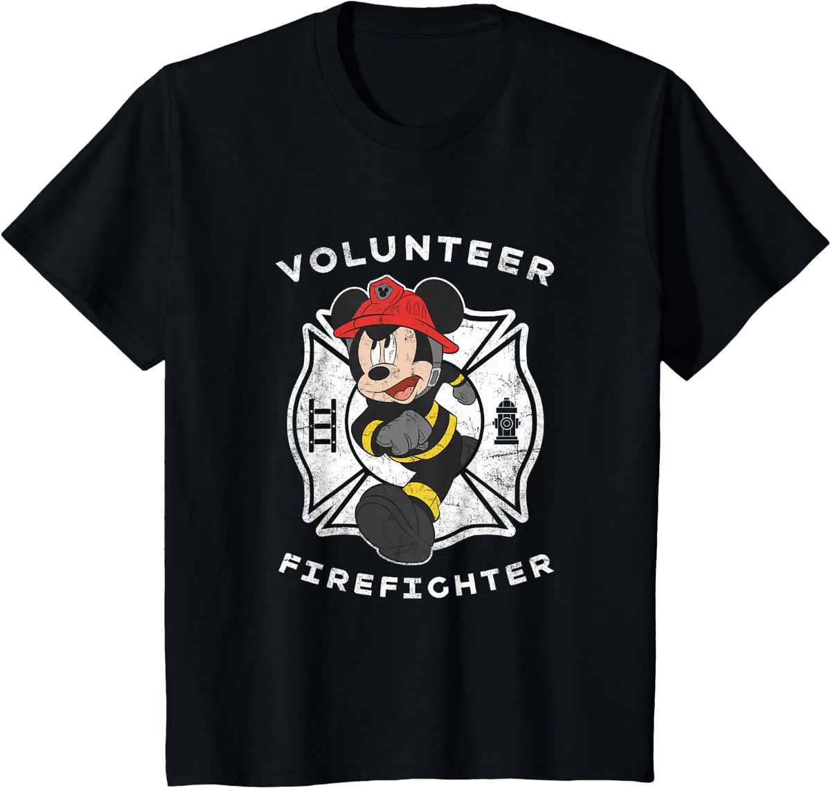 Disney Mickey and Friends Mickey Mouse Volunteer Firefighter T-Shirt - Black
