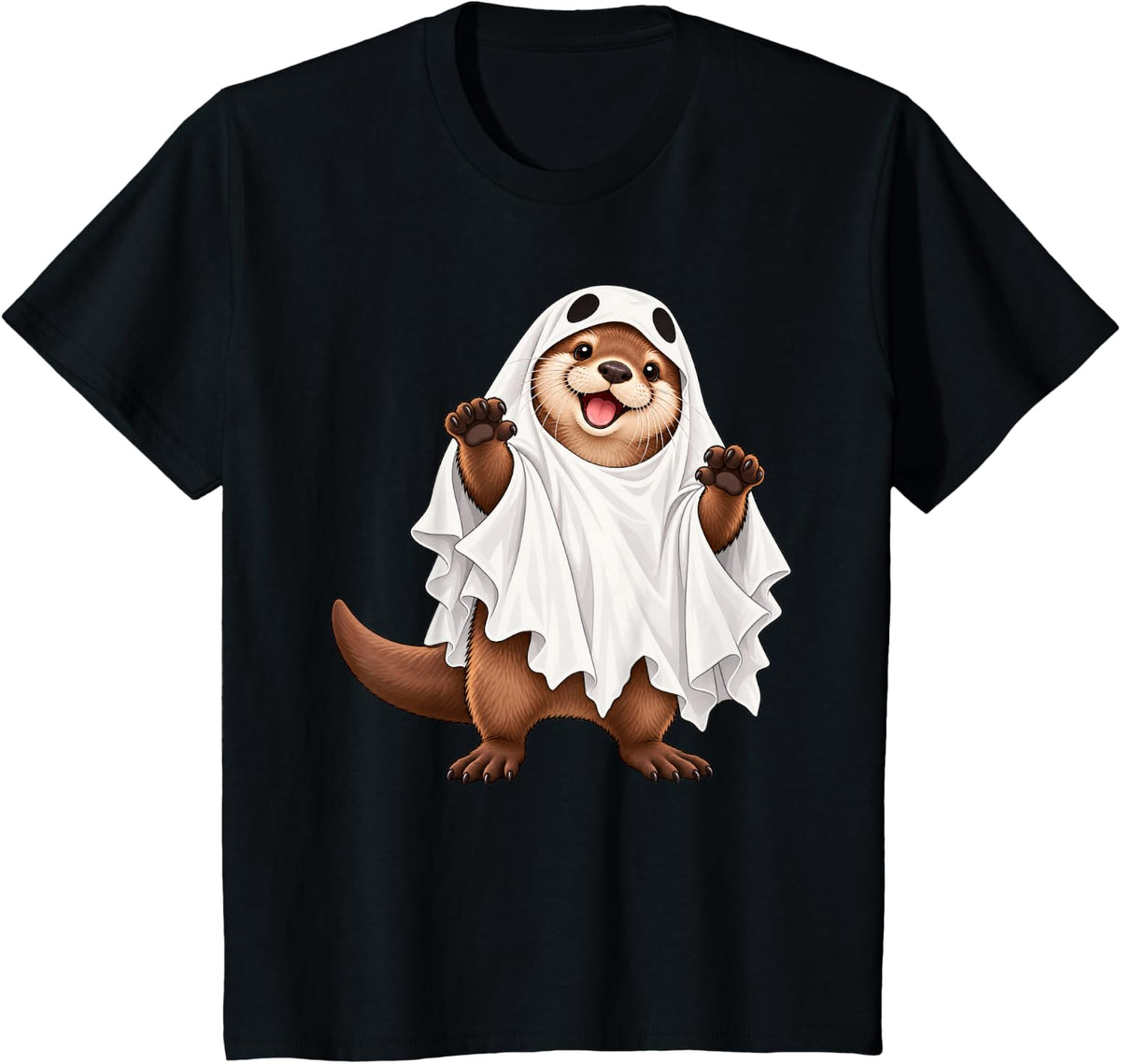 Otter Ghost Halloween T-Shirt - Black