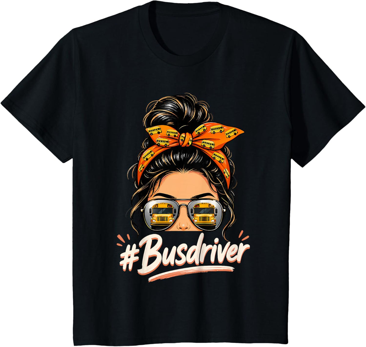 Female School Bus Driver Woman Schoolbus T-Shirt - Black