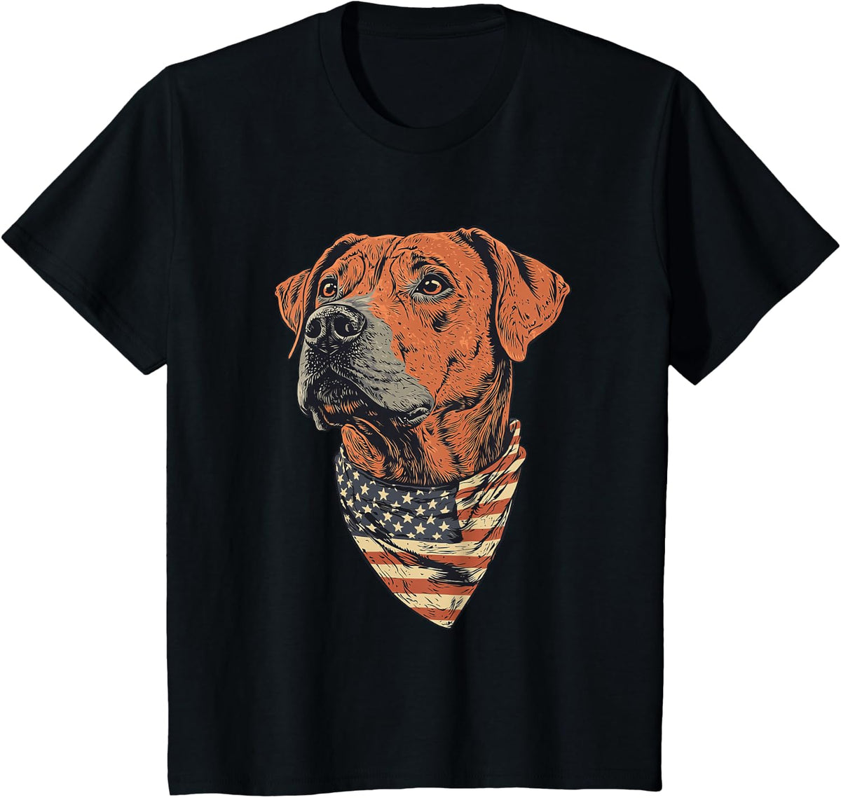 Rhodesian Ridgeback American Flag T-Shirt - Black