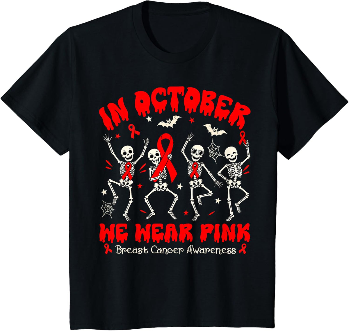 in October We Wear Red Skeleton Dyslexia Awareness T-Shirt - Black