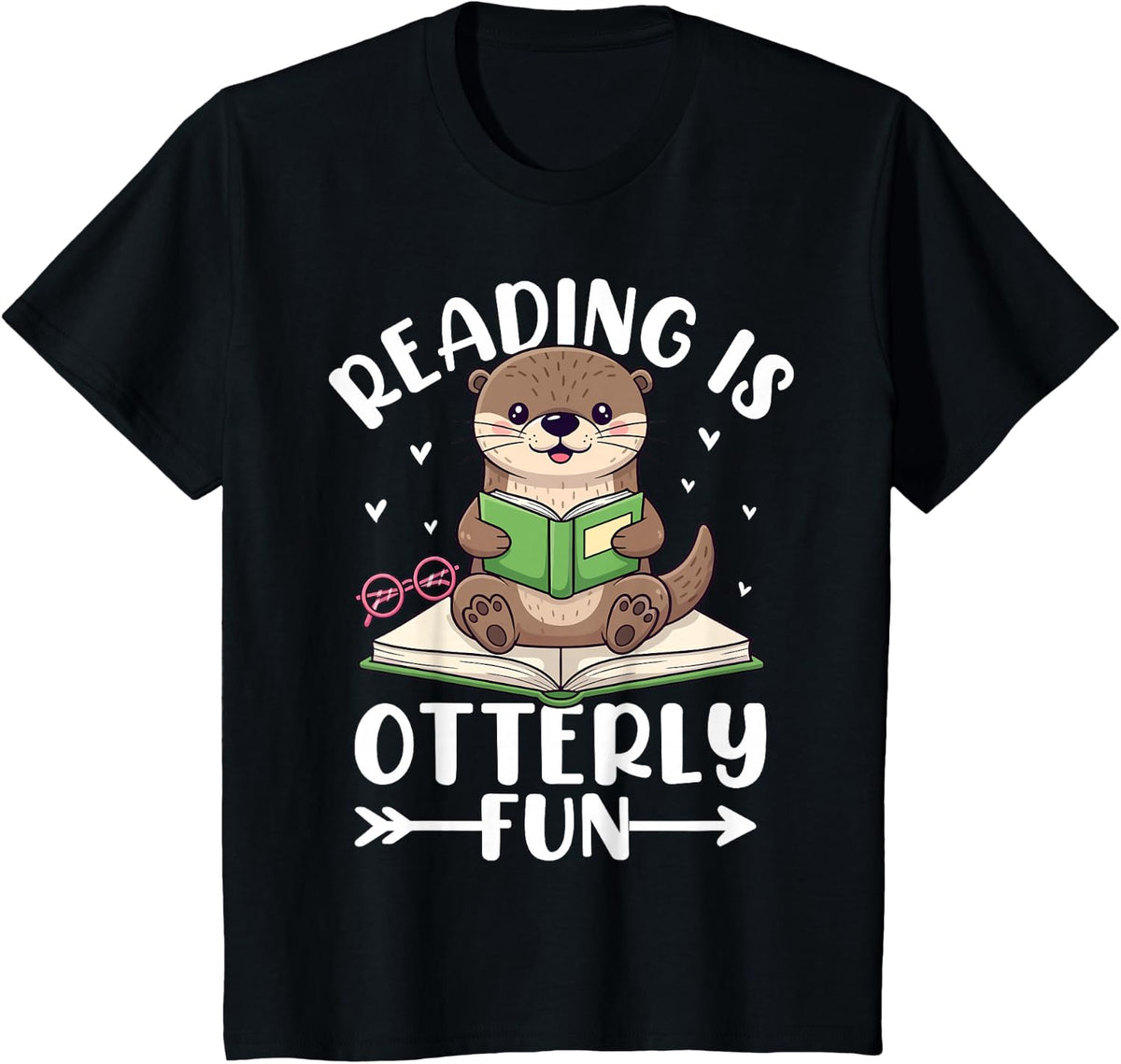 Cute Otter Reading Book Lover Sea Otters Animal Lover T-Shirt - Black