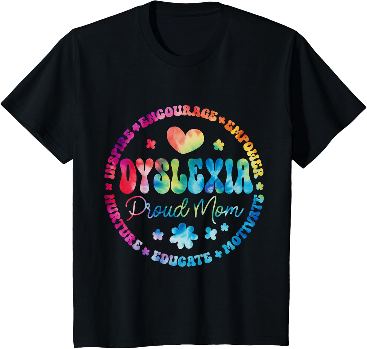 Dyslexia Proud Mom School Support Team Teacher Reading Squad T-Shirt - Black