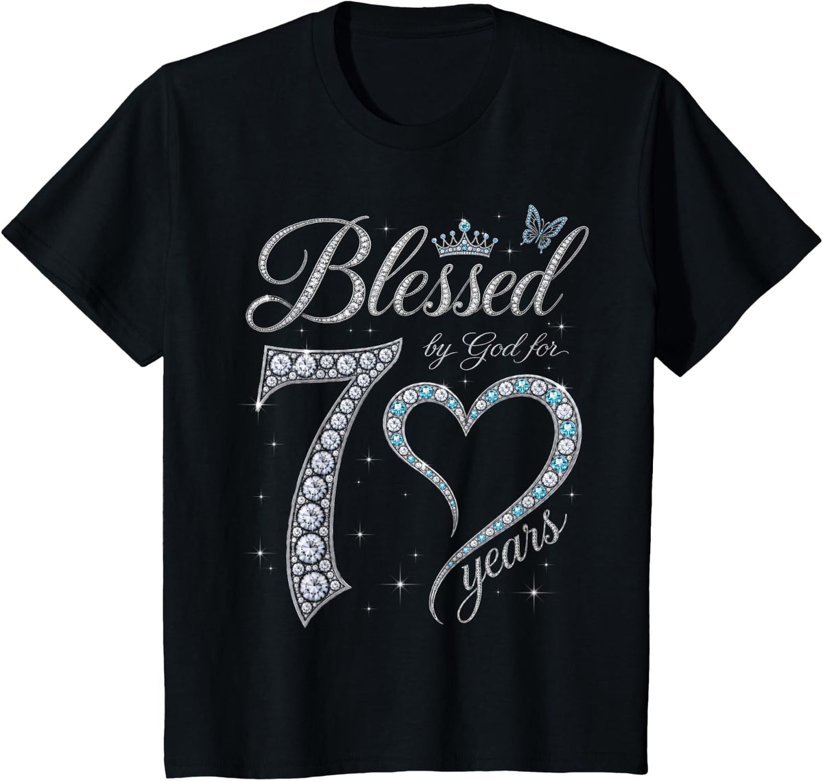Blessed by God for 70 Years Old 70th Birthday Party Queen T-Shirt - Black