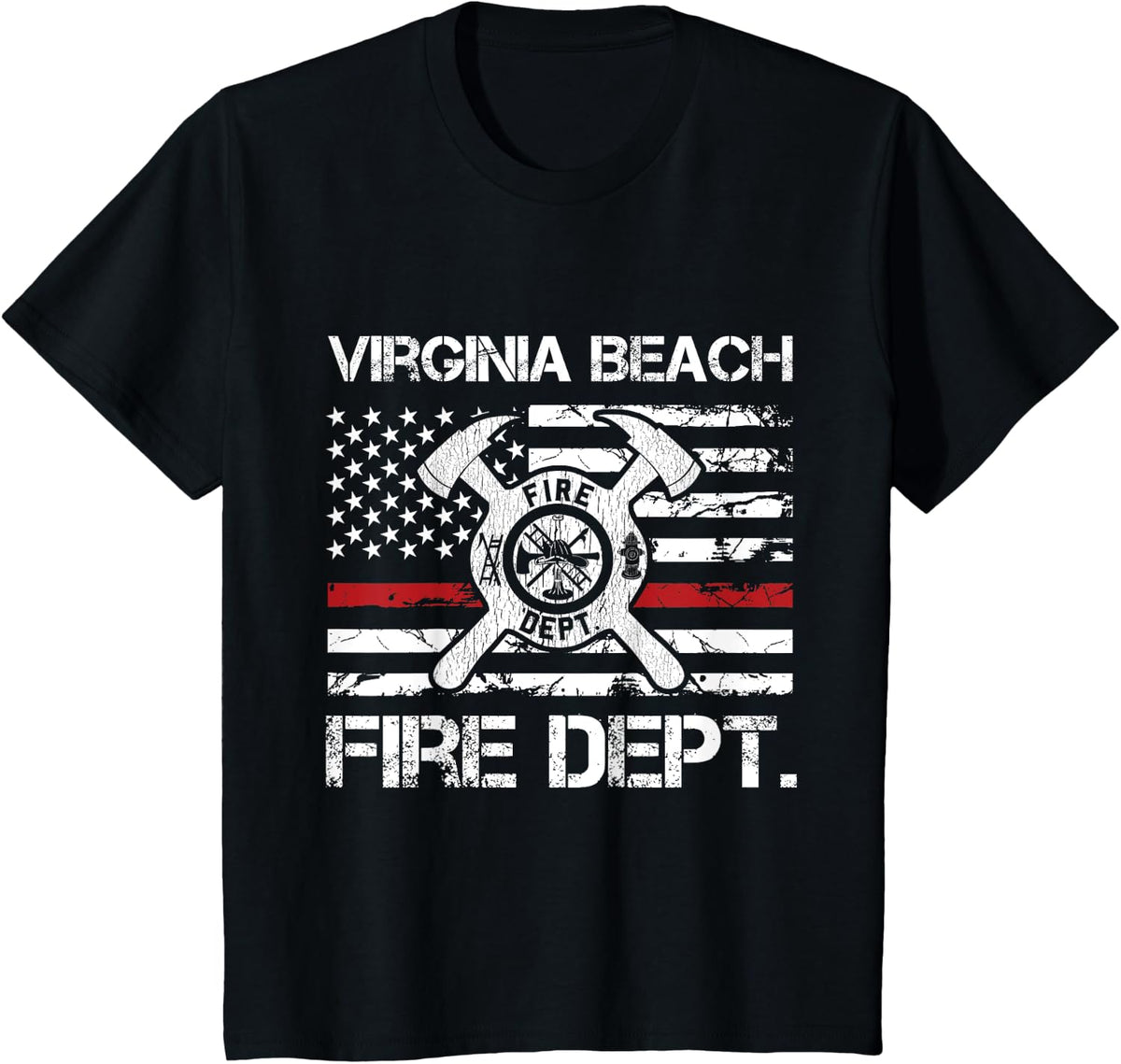 Virginia Beach Virginia Fire Department Thin Red Line T-Shirt - Black