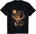 Doberman Pinscher Howling Moon Animal Pine Forest Night T-Shirt - Black