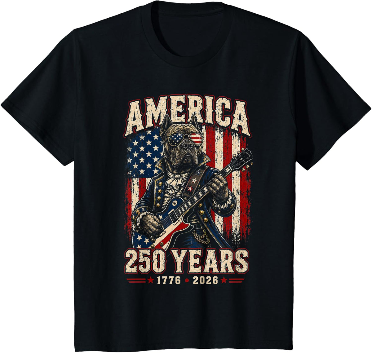 250 Years America Cane Corso Dog Patriotic USA 4th of July T-Shirt - Black