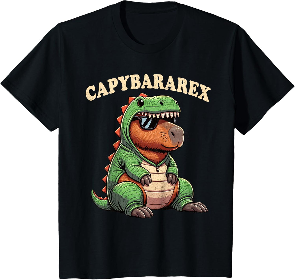 Capybara Shirt for Kids Funny Capybara Rodent Trex Dinausor T-Shirt - Black