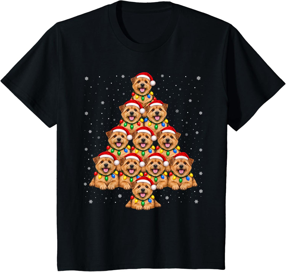 Rhodesian Ridgeback Christmas Tree Snowflake Santa Hat Dog T-Shirt - Black