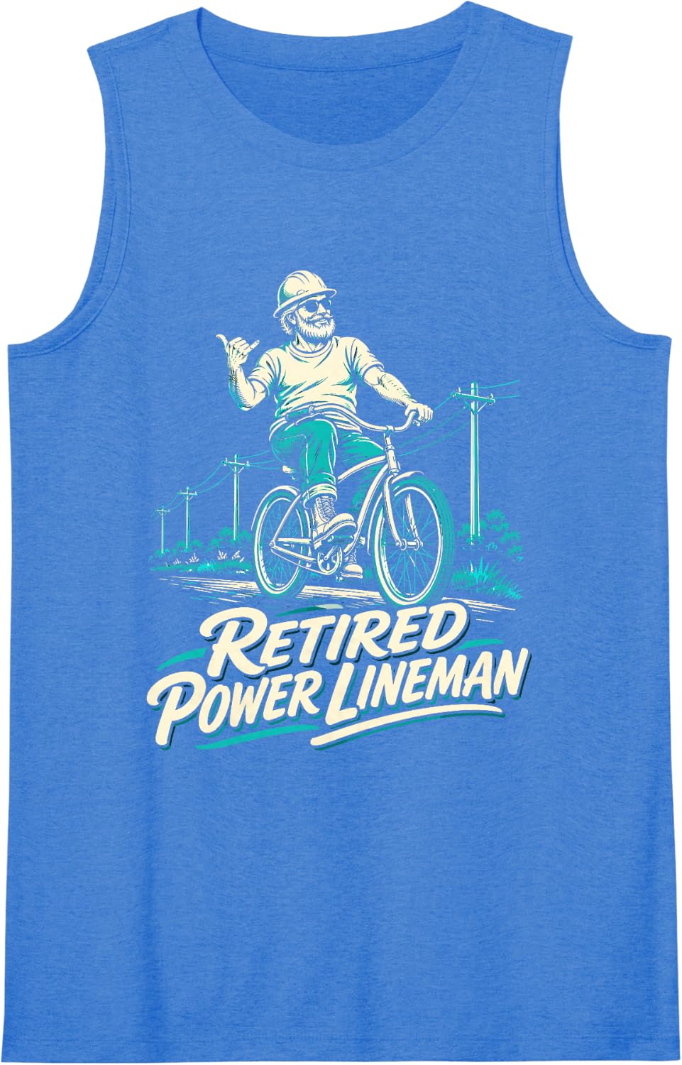 Women's Retired Power Lineman Sleeveless Tank Top - Royal Blue
