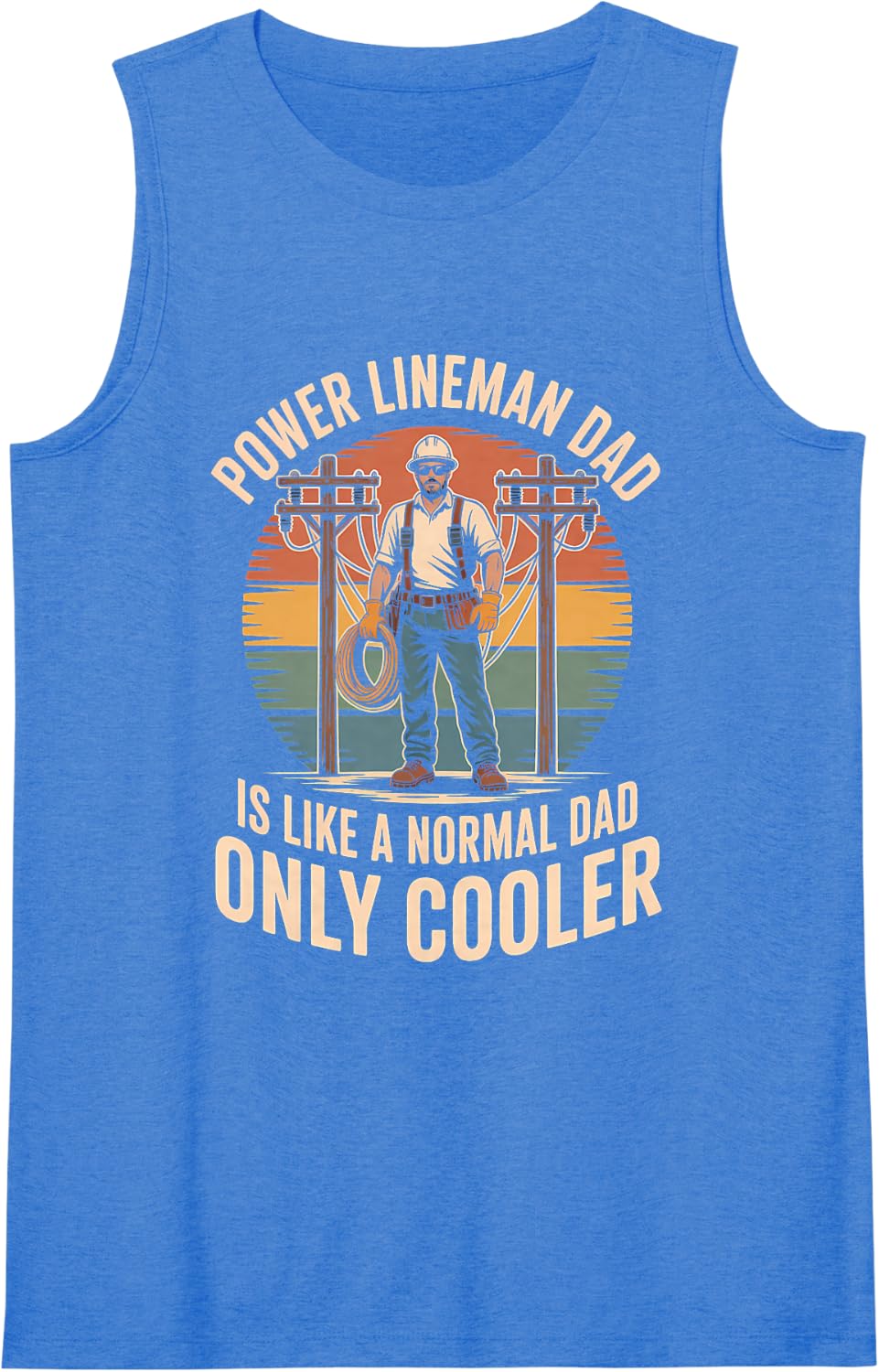 Women's Power Lineman Dad is Like A Normal Dad Only Cooler Sleeveless Tank Top - Royal Blue