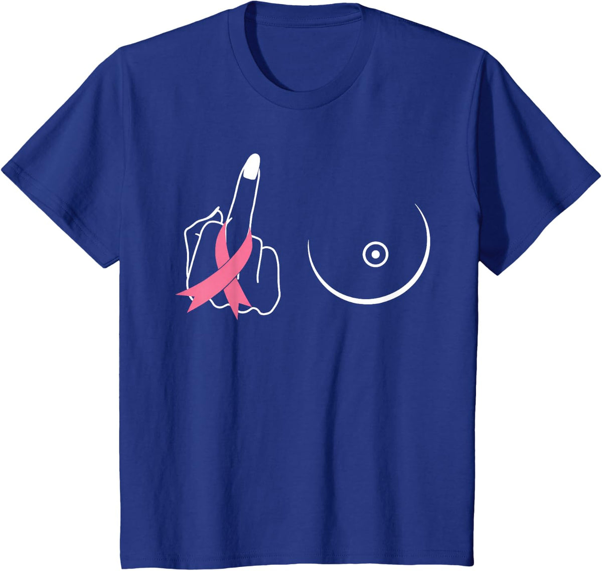 Hey Cancer Pink Ribbon Breast Cancer Awareness Support Squad T-Shirt - Royal Blue