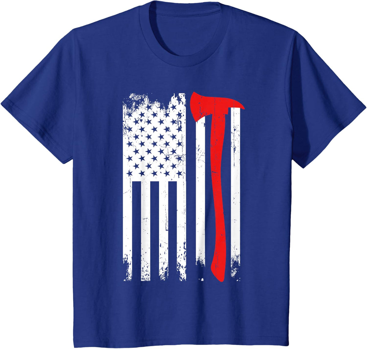 Firefighter Patriotic Fireman Firefighting Rescuer Volunteer T-Shirt - Royal Blue