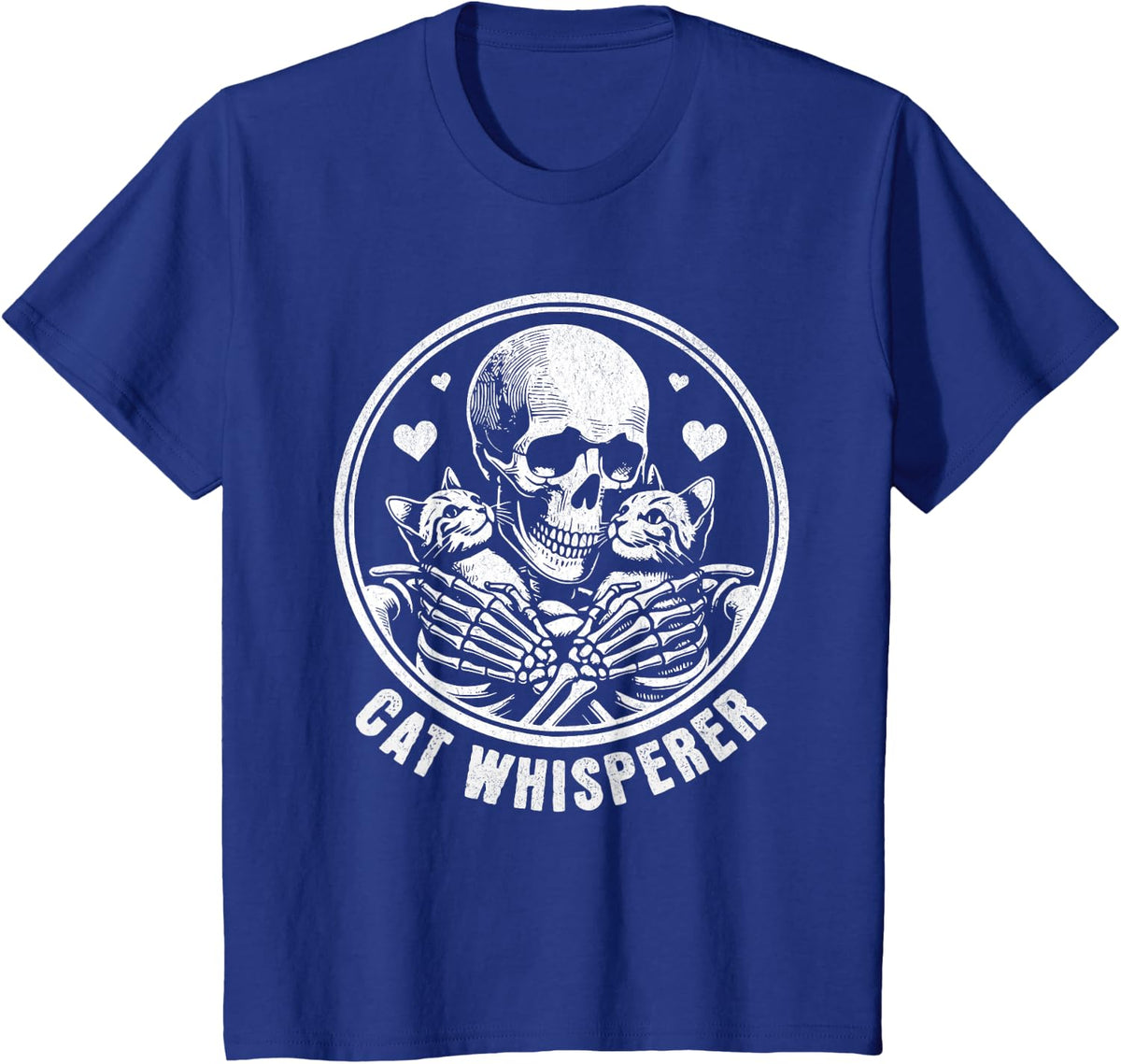 Cat Whisperer Skull Skeleton Cats Lady Cat Dad Funny T-Shirt - Royal Blue