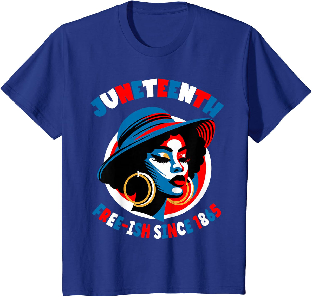 Juneteenth Women Black Freedom Day 1865 Red White Blue T-Shirt Tee - Royal Blue