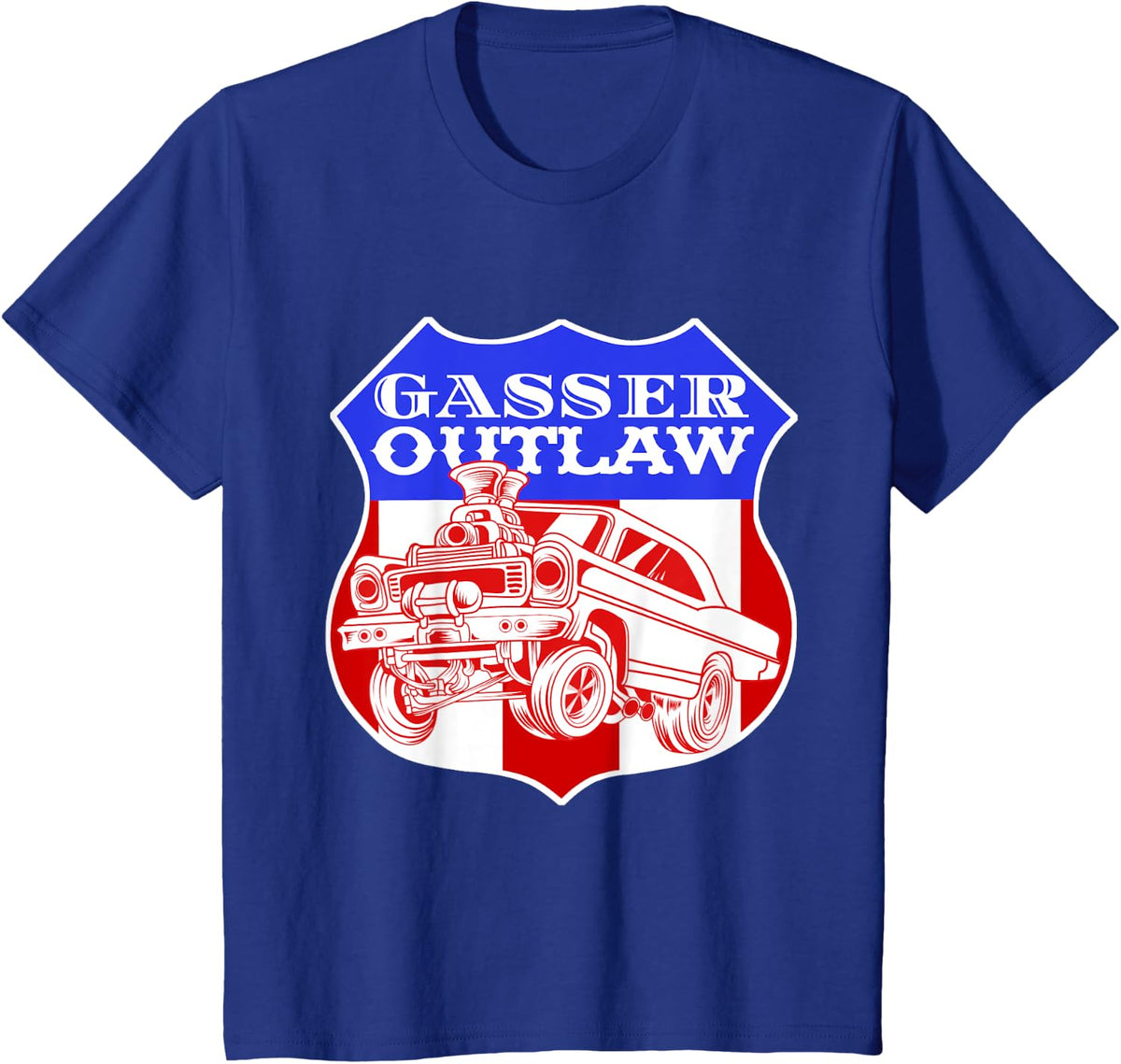 Gasser Outlaw Class Vintage Drag Racing Race Car T-Shirt - Royal Blue