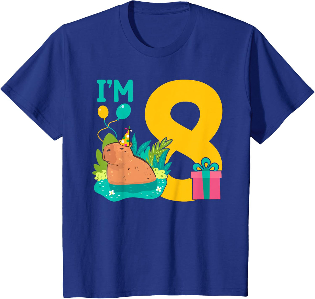 I'm 8 bday Capybara 8th Birthday Capybara T-Shirt - Royal Blue
