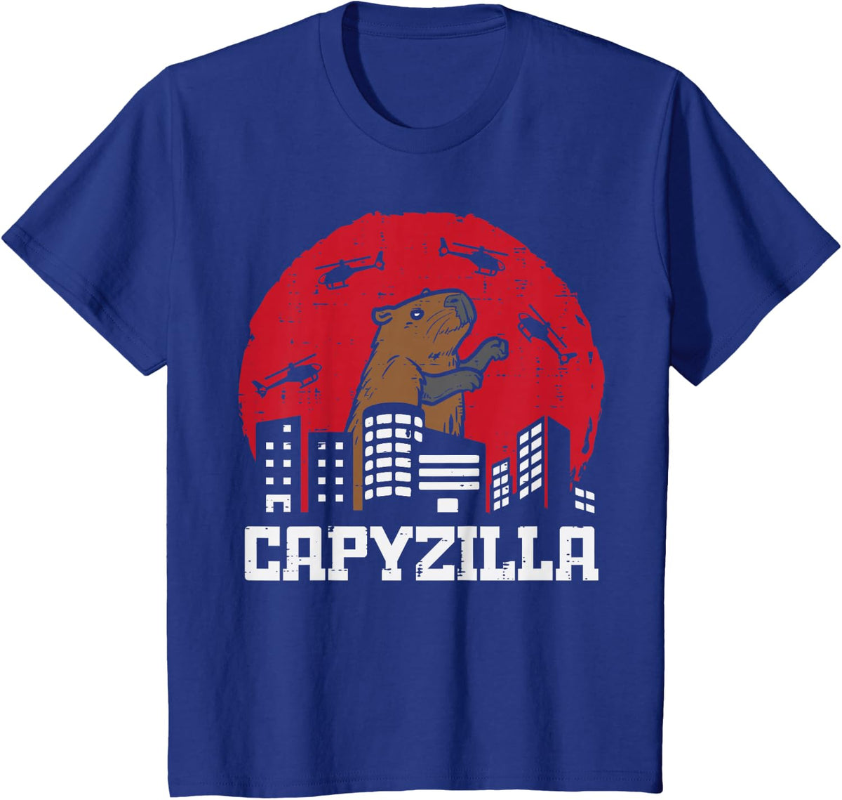 Capybara Monster Capyzilla Funny Capy Rodent Men Women Kids T-Shirt - Royal Blue