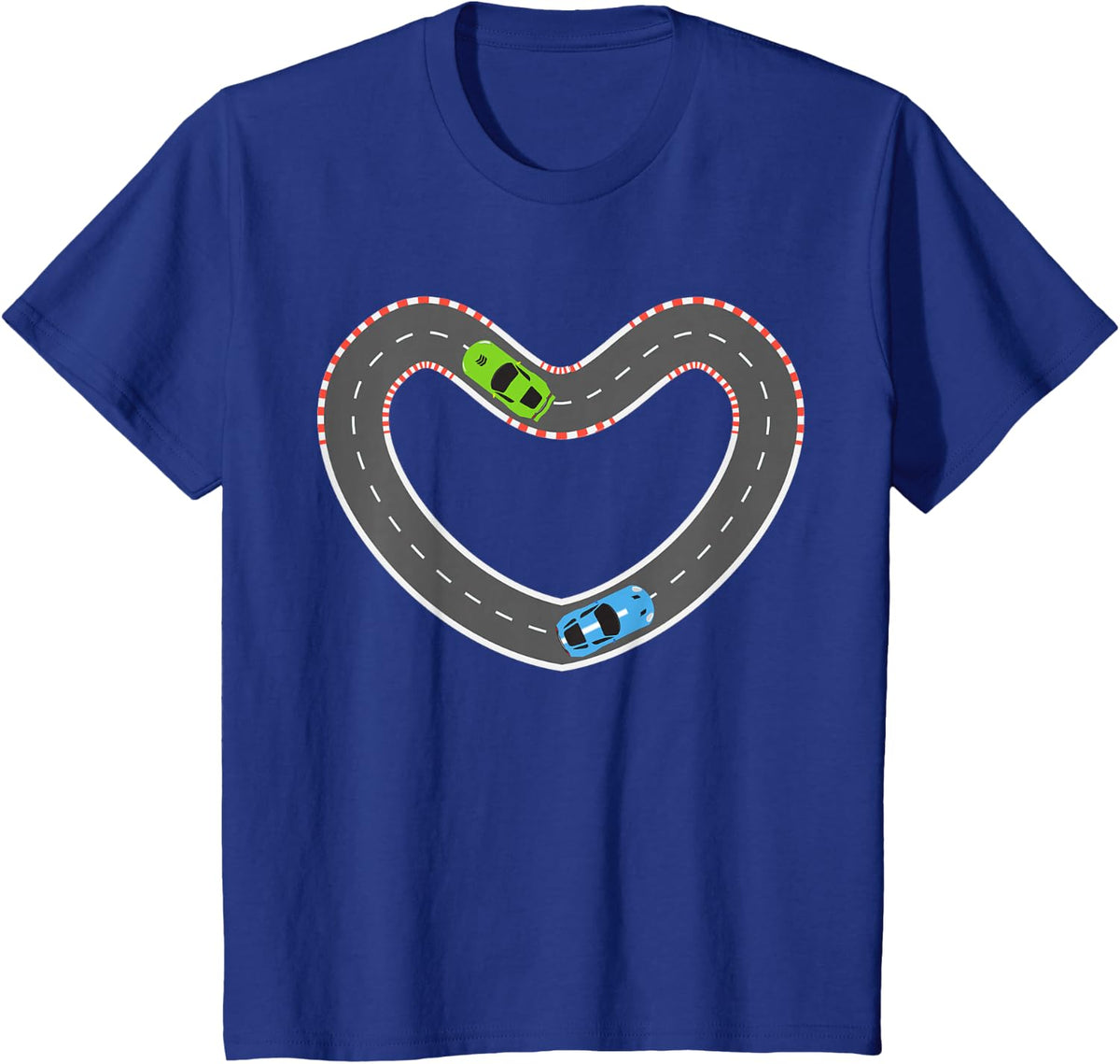 Fun Valentines Day Race Car Racing Heart Toddler Boys Kids T-Shirt - Royal Blue