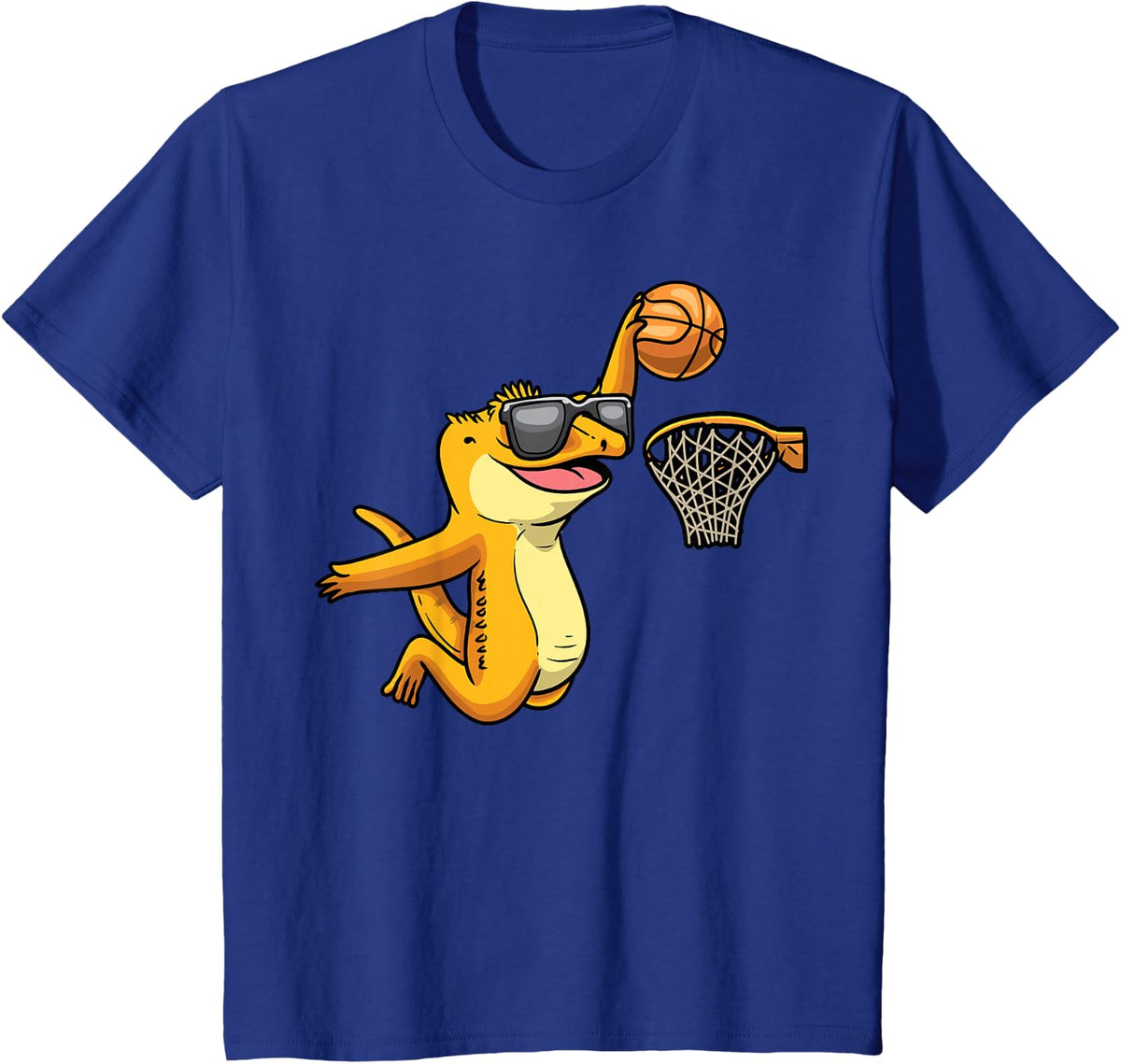 Crested Gecko Lizard Eyelash Gecko Basketball Reptile T-Shirt - Royal Blue
