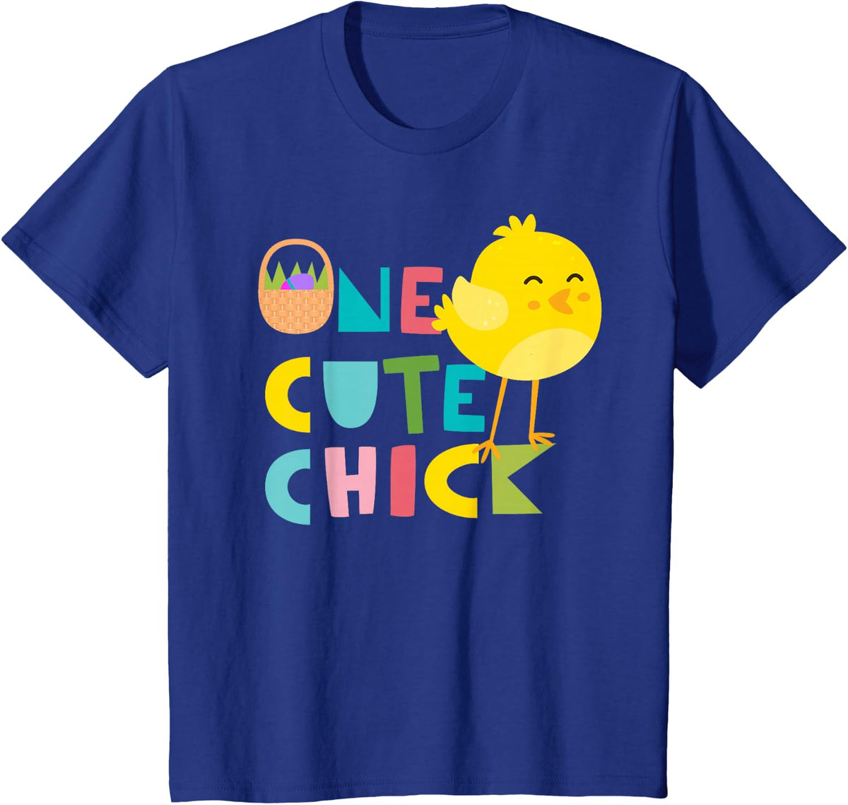 Cute and Funny Kids One Cute Chick T-Shirt - Royal Blue