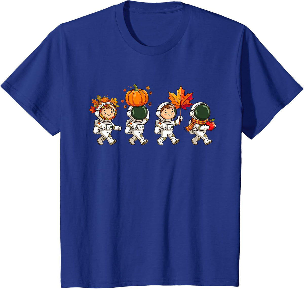 Autumn Pumpkin Fall Astronaut Thanksgiving Womens Mens Kids T-Shirt - Royal Blue