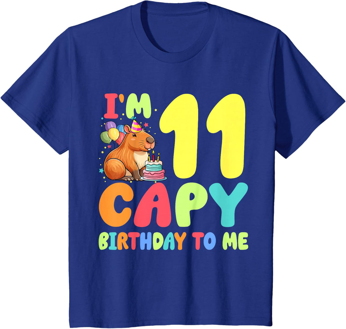 I'm 11 Year Old Capy Birthday To Me 11th Birthday Capybara T-Shirt - Royal Blue